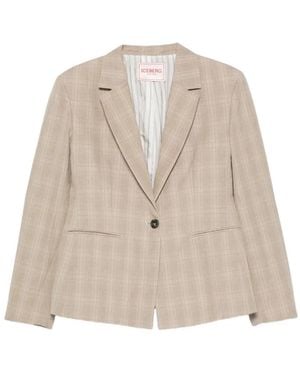 Iceberg Check-Pattern Notch-Lapel Jacket - Natural