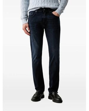 KARL LAGERFELD Logo-Patch Whiskered Jeans - Blue