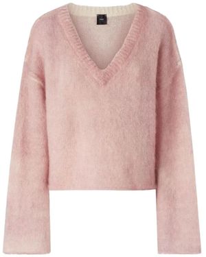 Pinko V-Neck Wool Sweater - Pink