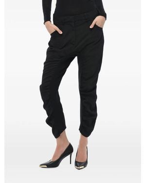 Stella McCartney Pantalones De Lana Con Detalle Fruncido - Negro