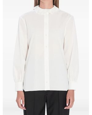 Saint Laurent Lace-Collar Cotton-Blend Shirt - White