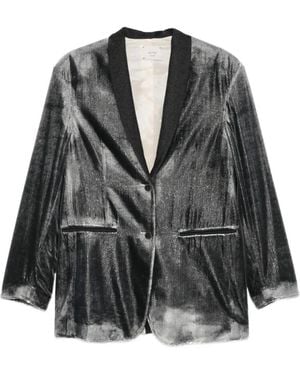 Alysi Metallic-Effect Shawl-Lapel Jacket - Gray