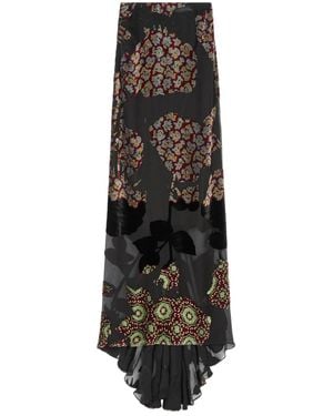 Dries Van Noten Floral-Print Ruffled Skirt - Black