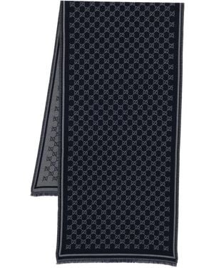 Gucci All-Over Pattern Wool Scarf - Blue