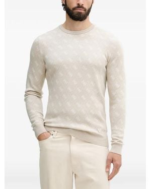Guess Jacquard-Pullover Mit Logos - Weiß