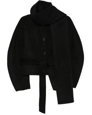 P.A.R.O.S.H. Button-Fastening Belted Jacket - Black