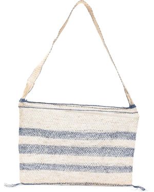 SLO_HAND_MADE Striped Tote Bag - White