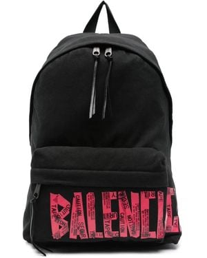 Balenciaga Logo-Print Backpack - Black