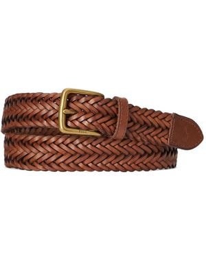 Polo Ralph Lauren Ceinture Tressée À Boucle - Marron