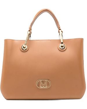 Marc Ellis Medium Flat Kira Logo-Plaque Tote Bag - Brown