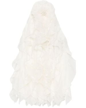 retroféte Arina Mini-Jurk Met Ruches En Bloem - Wit