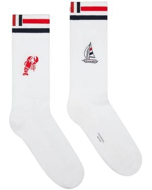 Thom Browne Rwb Funmix Athletic Socks - White