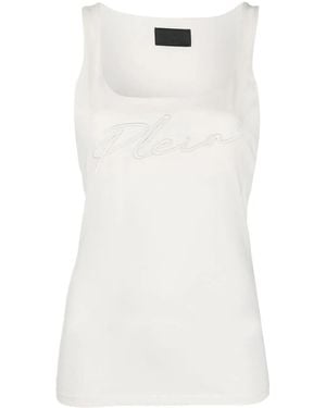 Philipp Plein Logo-Embroidered Tank Top - White