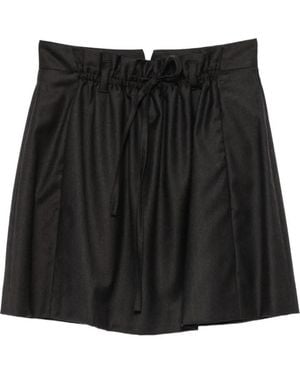 Tela Paperbag-Waist Drawstring Skirt - Black