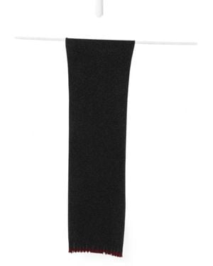 Uma Wang Ribbed-Trim Frayed Scarf - Black