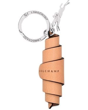 Longchamp Spiral-Leather Keyring - White