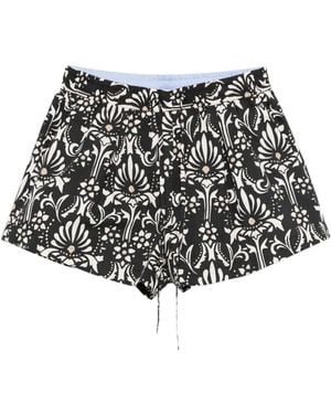 Pinko Floral-Print Shorts - White
