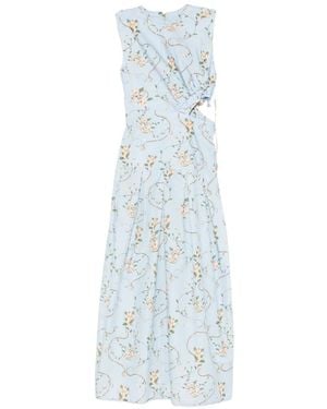Agua Bendita Robe Longue Fleurie À Découpes Otono - White