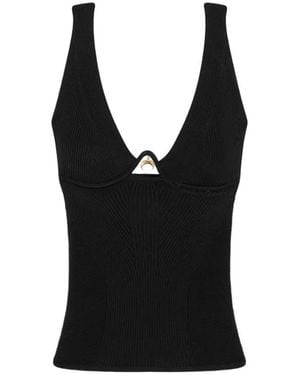 Marine Serre Top Sin Mangas Con Colgante Moon - Negro