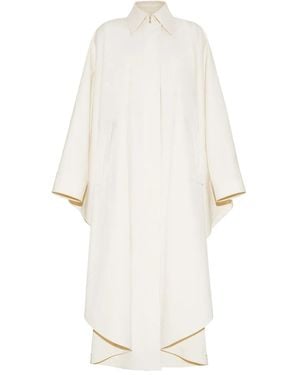 Adam Lippes Poncho de sarga y algodón - Blanco