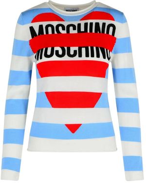 Moschino Heart-logo striped sweater - Rot