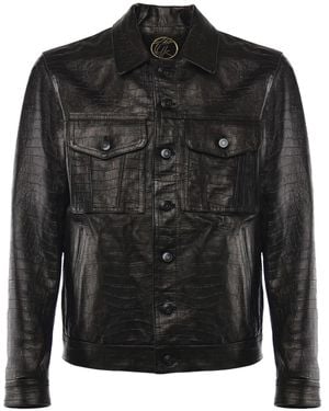 Giuliano Galiano Julius Pocket Leather Jacket - Black