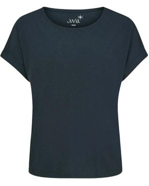 Juvia Slub-Texture Boxy T-Shirt - Blue