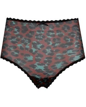 Laura Urbinati Culotte À Imprimé Léopard Et Finitions En Dentelle - Grey