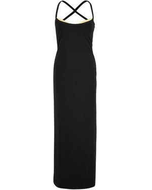 Versace Maxi Cross-Strap Medusa-Plaque Dress - Black
