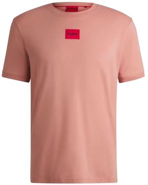 HUGO Logo-Print T-Shirt - Pink