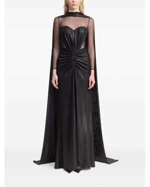 Gemy Maalouf Cape-Overlay Maxi Dress - Black