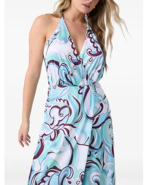 Guess Abstract-Print Halterneck Maxi Dress - Blue