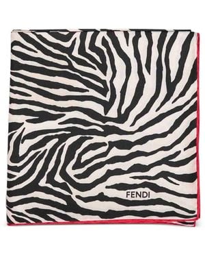 Fendi Seidenschal Mit Tiger-Animalier-Print - Schwarz