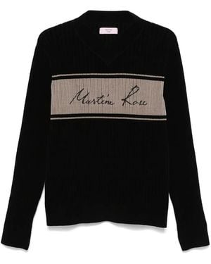 Martine Rose Chenille-Pullover Mit V-Ausschnitt - Schwarz