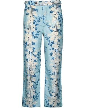 Bode Hose mit Blatt-Print - Blau