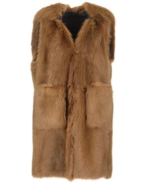 Max Mara Gilet Amica En Peau Lainée - Brown