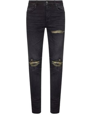 Amiri Bandana-Patch Distressed Jeans - Blue