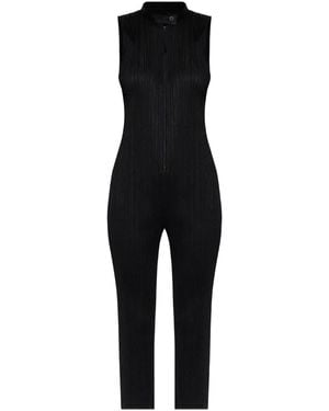 Pleats Please Issey Miyake Pleated Long Jumpsuit - Black
