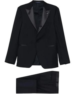 Tagliatore Satin-Lapel Virgin-Wool Suit - Black