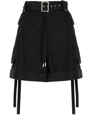 McQueen Belted Cargo Shorts - Black
