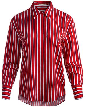 Alice + Olivia Dimitra Striped Oversized Shirt - Red