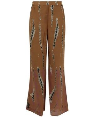Mes Demoiselles Printed Silk Trousers - Brown