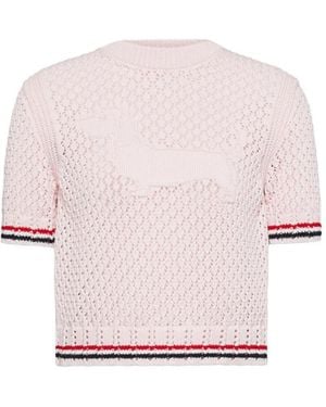 Thom Browne Hector Pointelle-Stitch T-Shirt - Pink