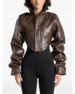 Manière De Voir Solange Tacked Sleeve Corset Jacket - Black