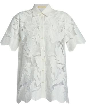 Erdem Camisa Con Hojas Bordadas - Blanco