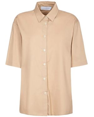 Gaelle Paris Short-Sleeve Cotton Shirt - Natural