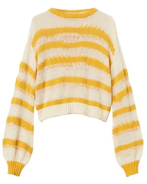 Twinset Striped Balloon-Sleeve Jumper - Yellow