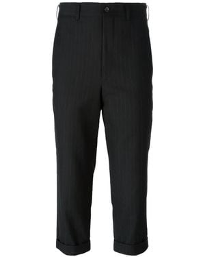 Comme des Garçons Pinstripe Cropped Trousers - Black