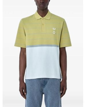 Fred Perry Buttoned Striped Polo Shirt - Green