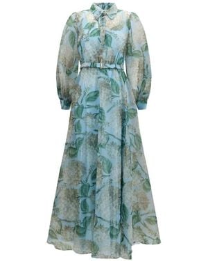 Nissa Belted Floral-Print Maxi Dress - Green
